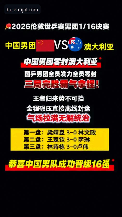 揭秘国乒男团零封英格兰背后：2026麻将胡了口碑见证经典对决